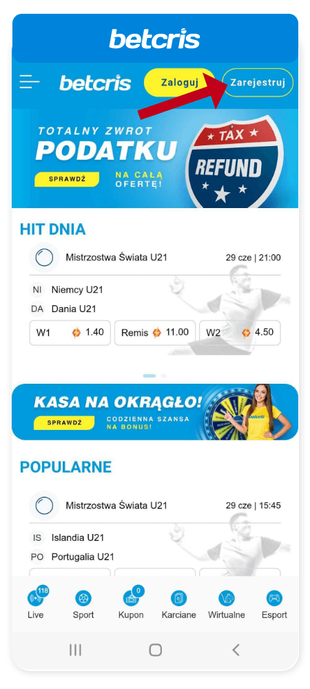 Betcris rejestracja