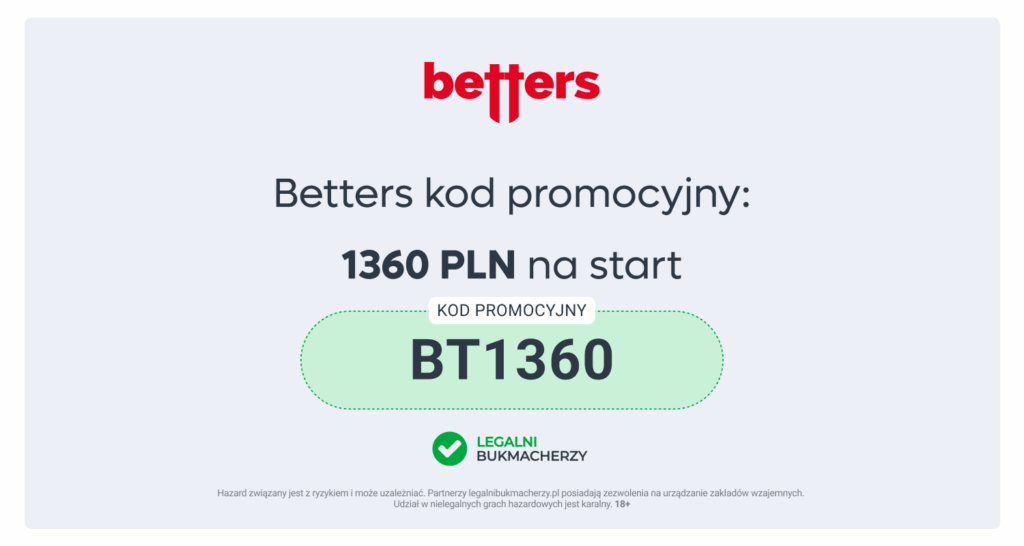 Betters kod promocyjny – Najwyższy bonus 1360  PLN (Marzec 2026)