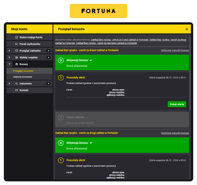 Fortuna - przegląd bonusów