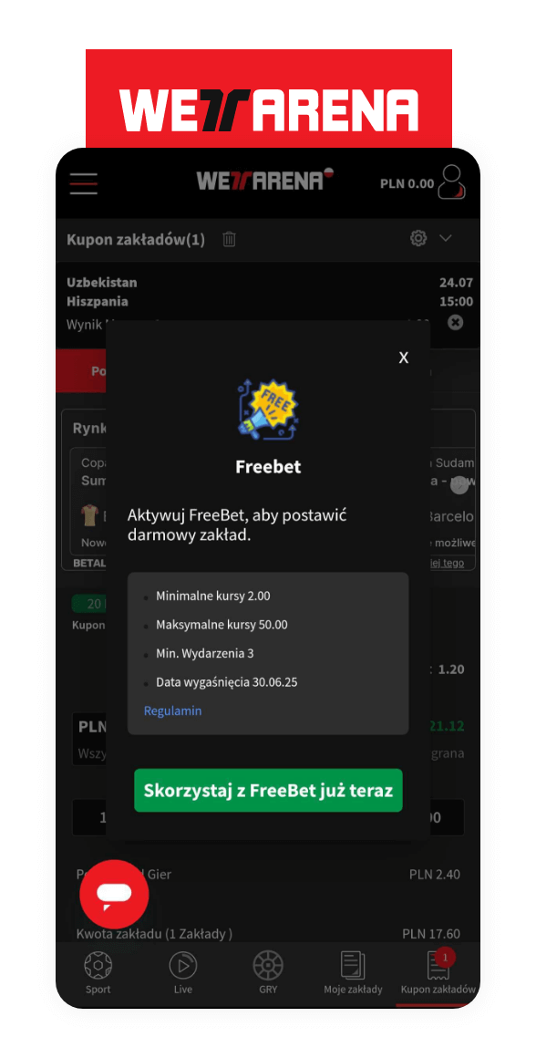 WettArena opinie – freebet