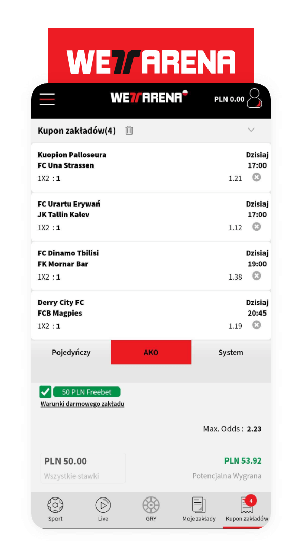 WettArena – opinie, kupon freebet
