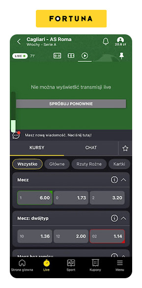 Fortuna problem z transmisją