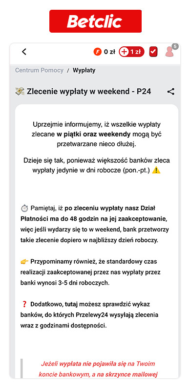 Betclic płatności listopad 2024