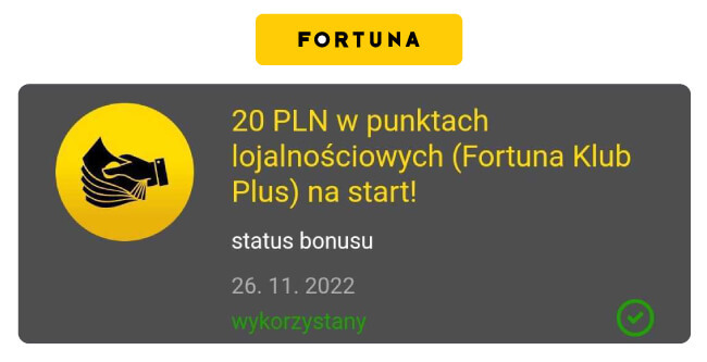 Fortuna bonus bez depozytu listopad