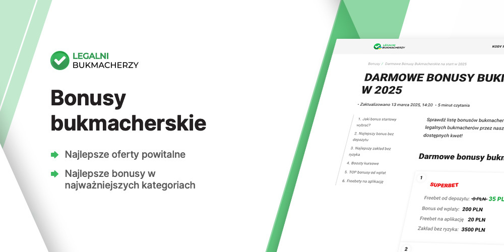 Bonusy bukmacherskie – lista aktualnych bonusów [Styczeń 2026]
