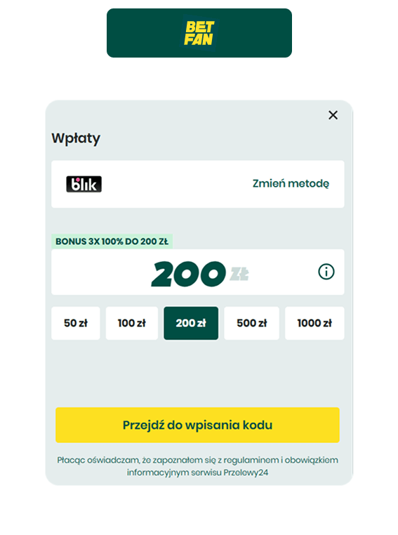 Betfan bonus od wpłaty - depozyt