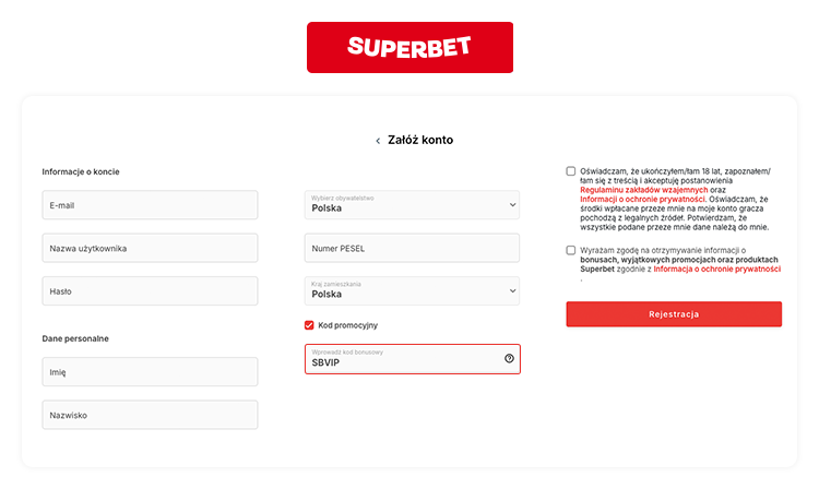 Superbet gdzie wpisać kod
