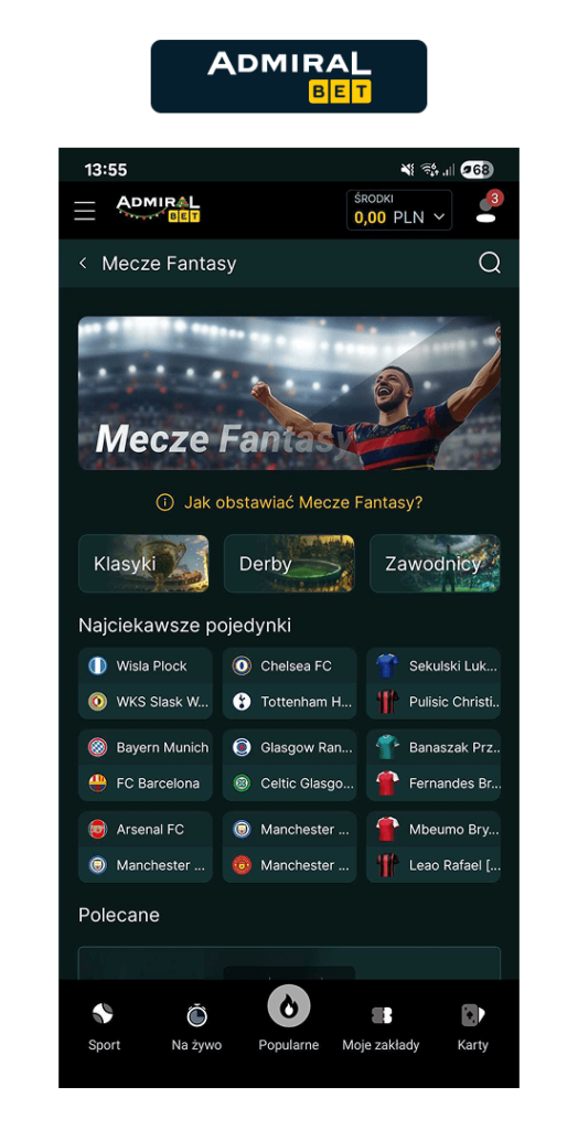 Fantasy Admiralbet menu