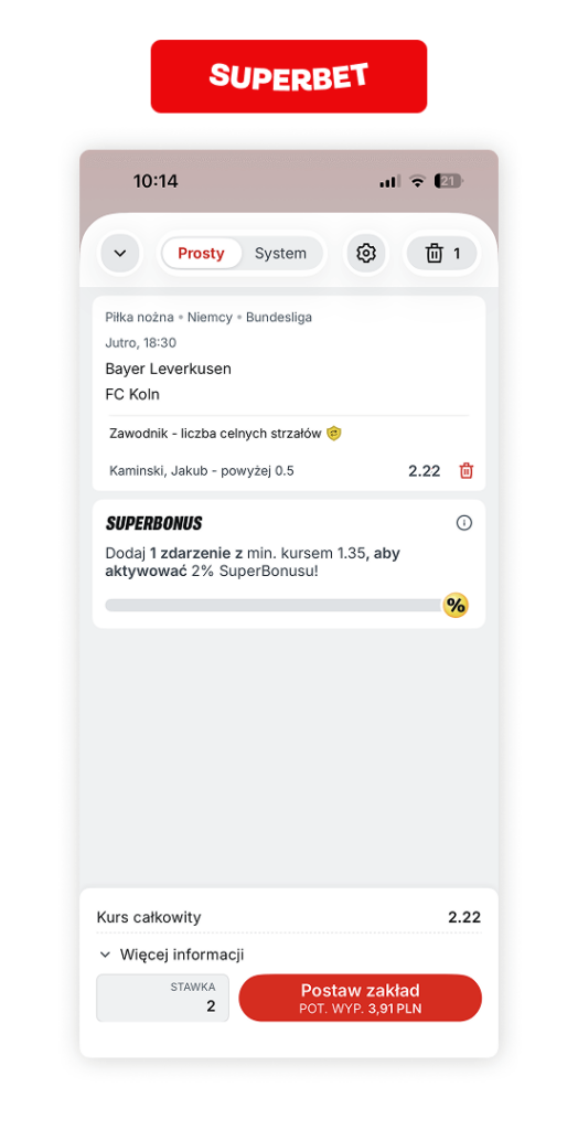 Superbet: kurs 150.00 na celny strzał Kamińskiego