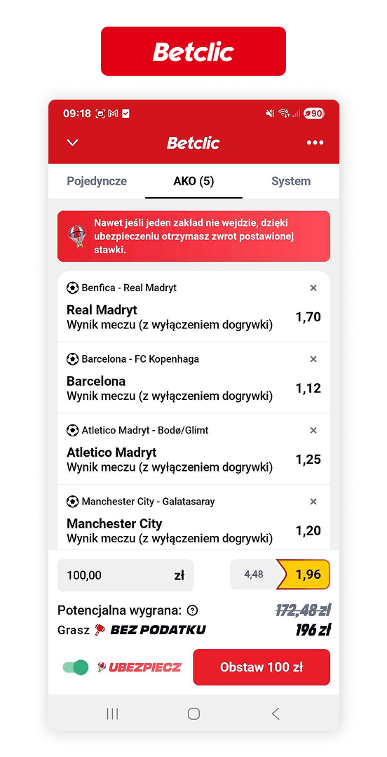 Betclic - ubezpiecz kupon