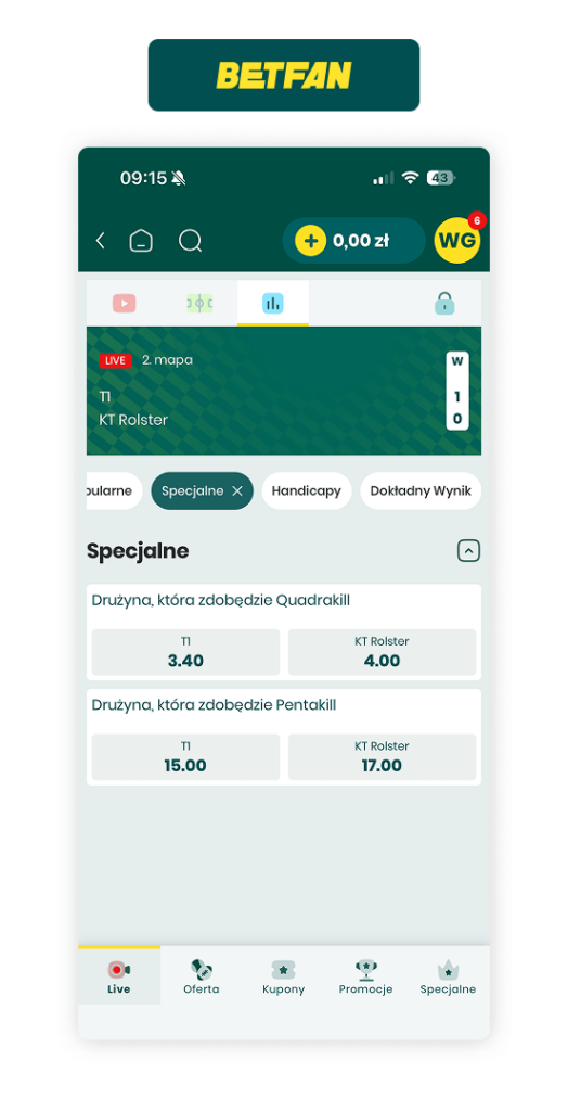 Betfan esport: zakłady specjalne