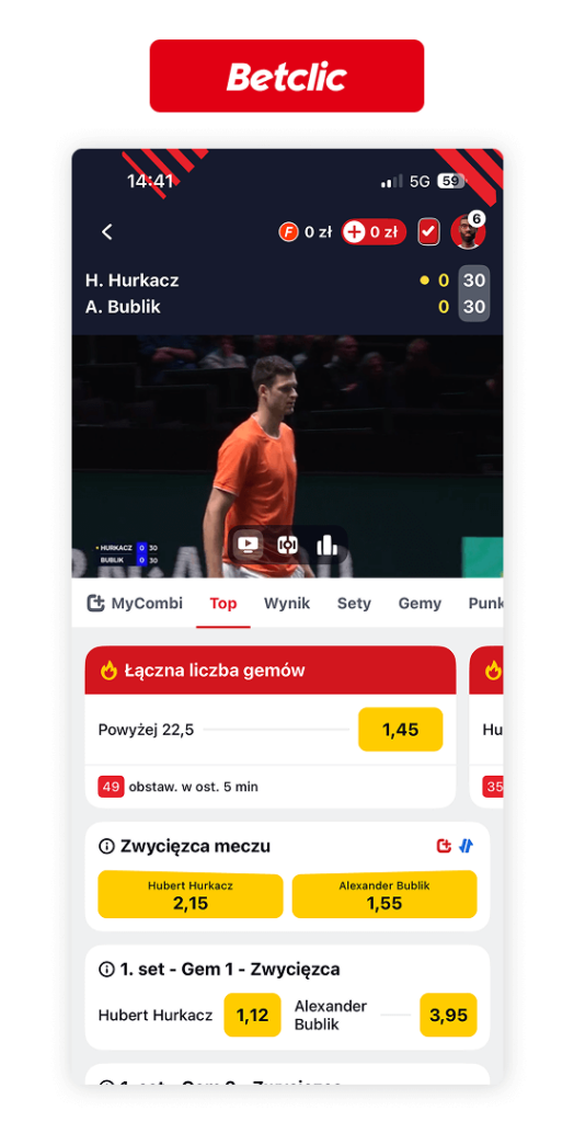 Hubert Hurkacz transmisja w Betclic