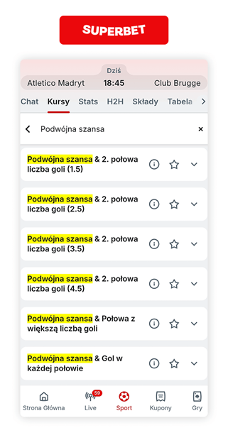 Superbet podwójna szansa | podwójna szansa i liczba goli