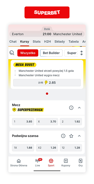 Podwójna szans Superbet | Everton Manchester United
