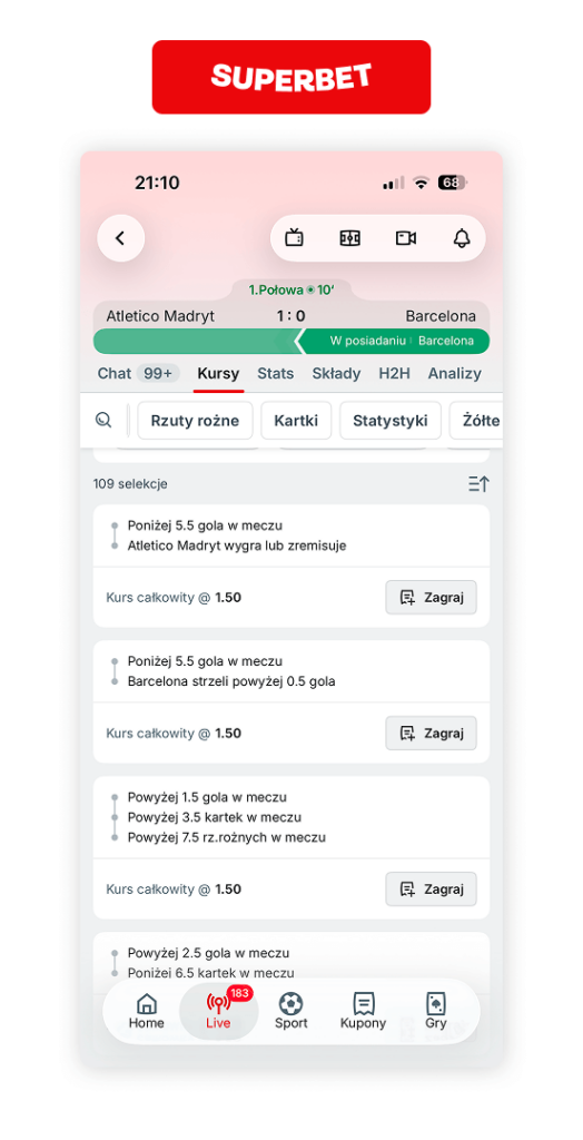Superbet: Superbets w ofercie LIVE