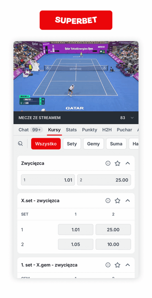 Iga Świątek transmisja w Superbet