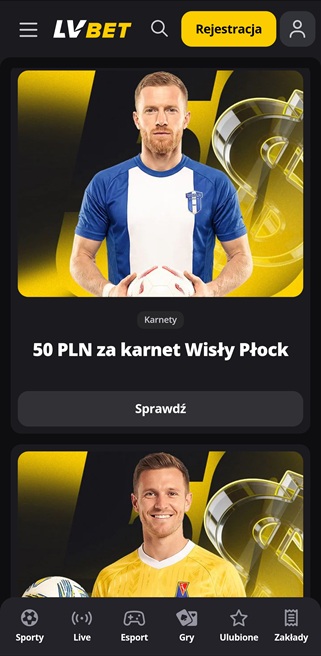 Aplikacja LV BET - Karnet Wisła Płock