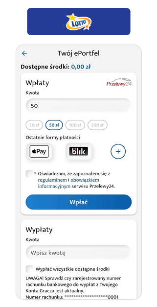Lotto.pl Opinia - Aplikacja Wpłaty