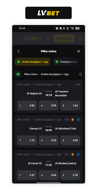 LV BET Liga Saudyjska liczba rynków