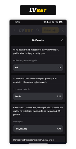 LV BET Liga Saudyjska Bet Booster