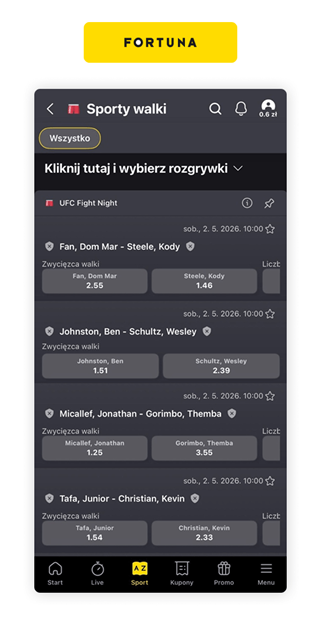 Fortuna - oferta sportów walki