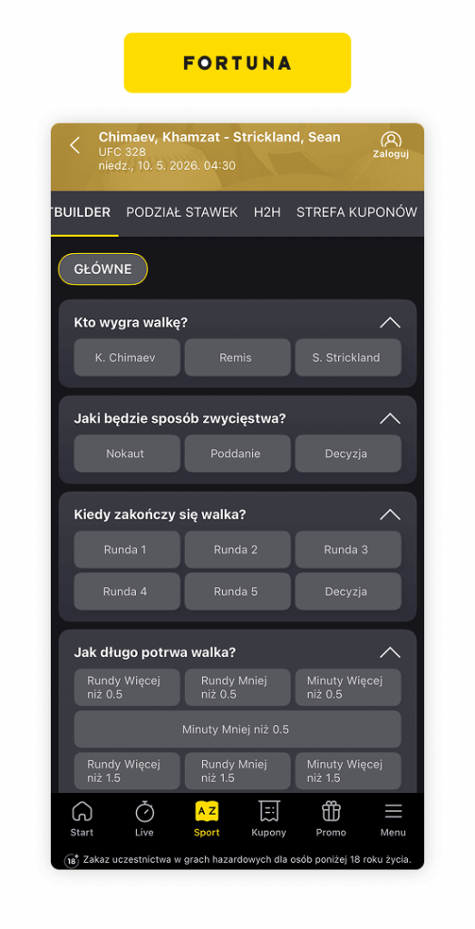 MMA w Fortunie: Oferta Betbuilder