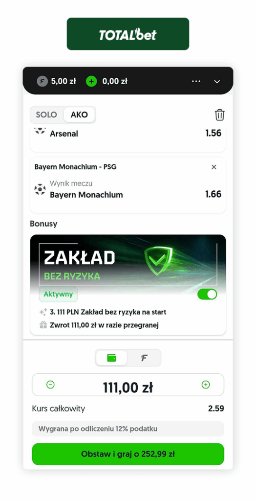 TOTALbet kupon bez ryzyka