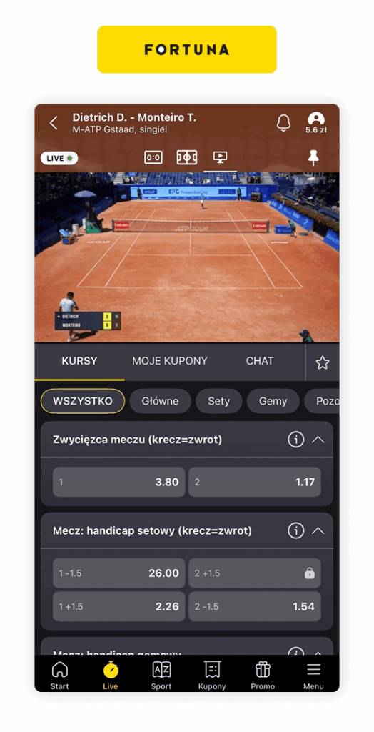 Fortuna transmisja tenis