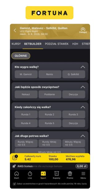 Betbuilder - Fortuna Betbuilder