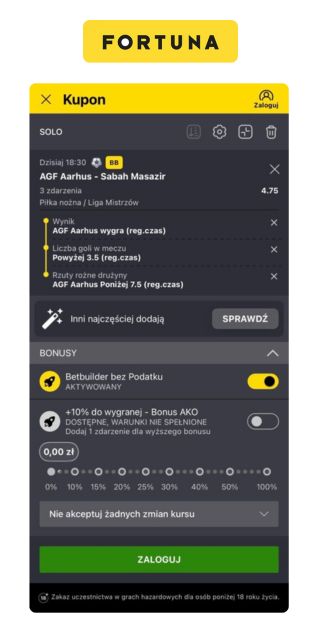 Betbuilder - Fortuna Kupon
